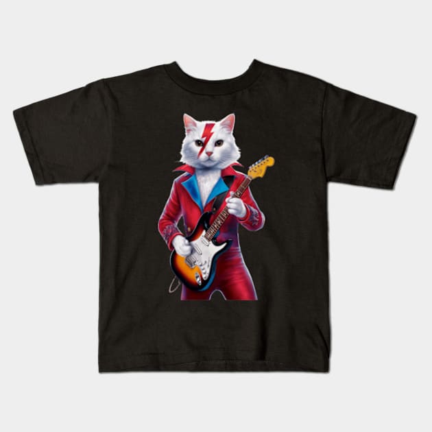 Ziggy Stardust Cat Kids T-Shirt by CustomCraze